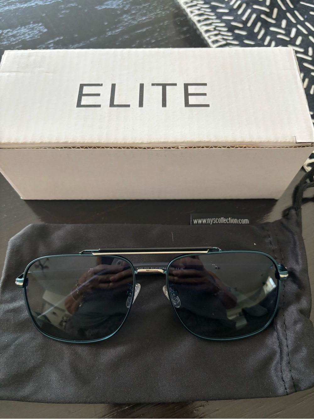 Elite Men’s Teal Metal Aviator Sunglasses